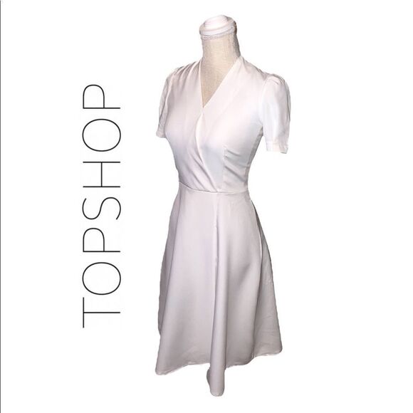 Topshop White Retro Midi Dress - Picture 1 of 13